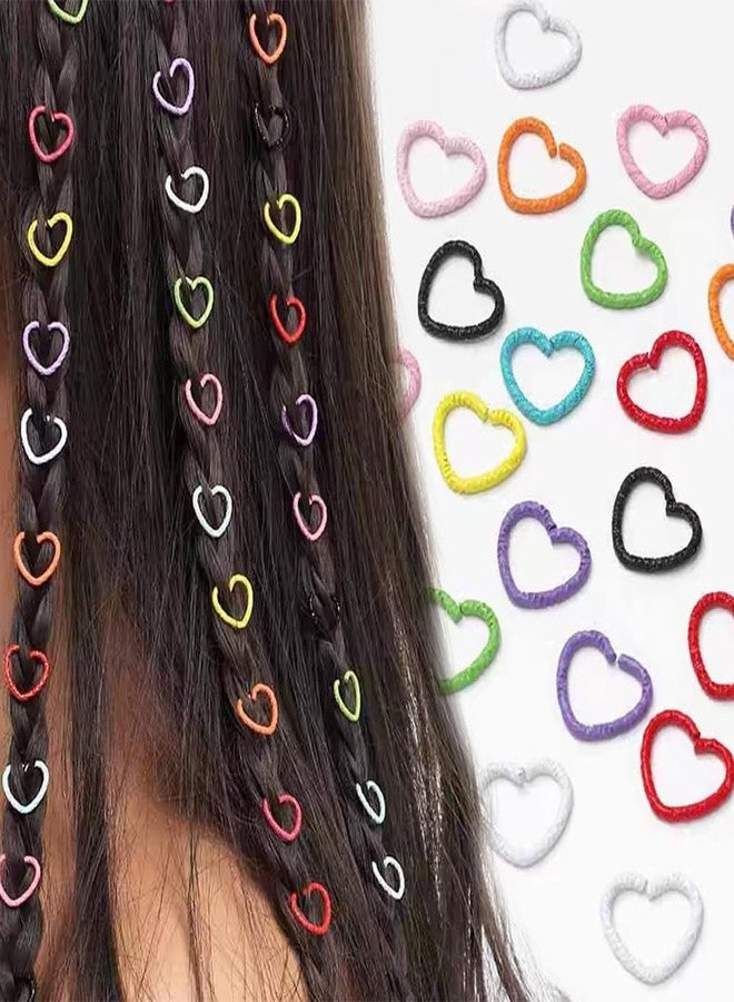 Ouliget Colorful Love Shape Braids Ring Clips,African Braid Decorations Circle Hair Jewelry Set,Cute Rings Accessories for Women's Hairstyles Dreadlocks Hair,100 Pieces - Image 1